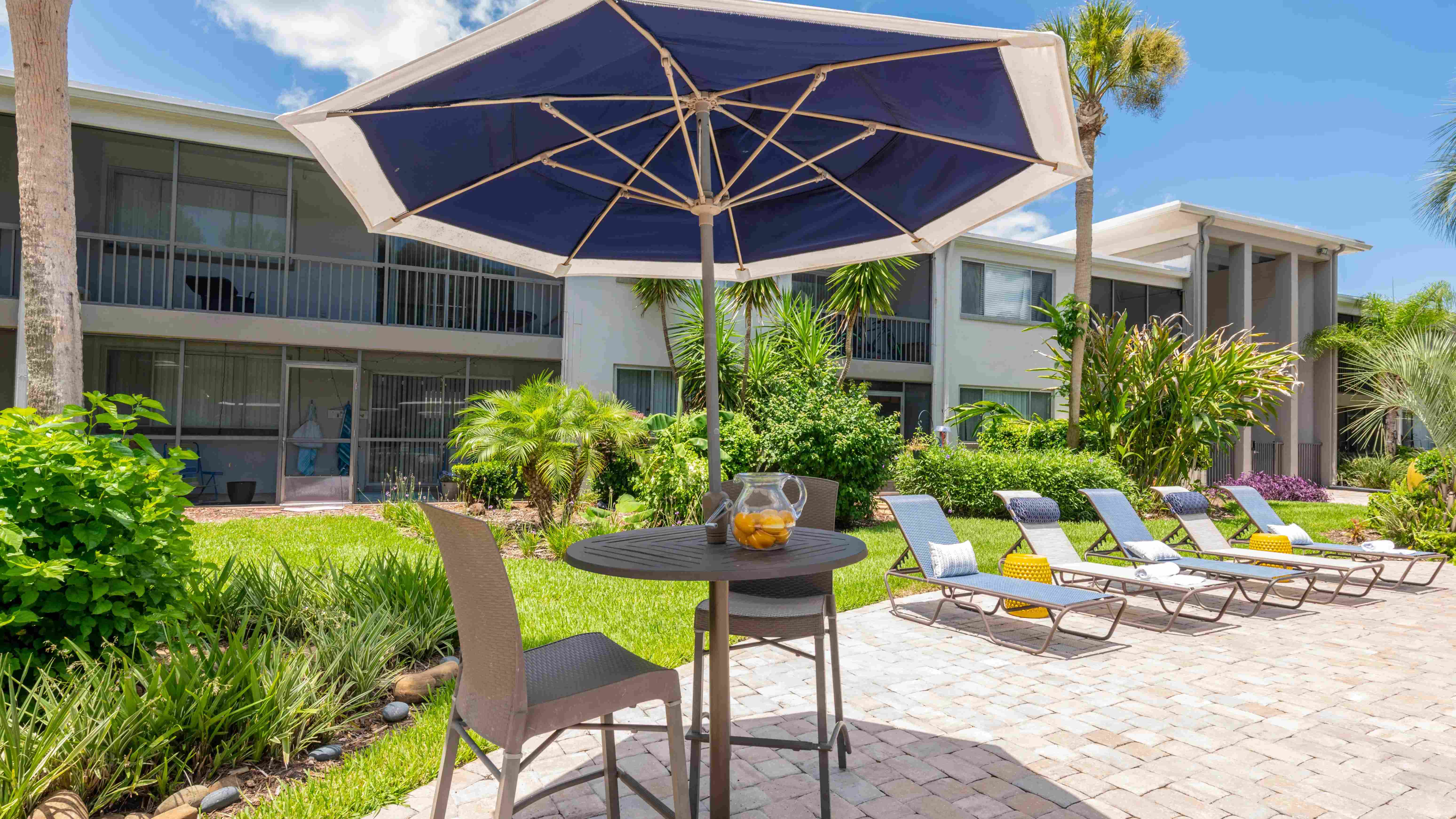 Discover versatile seating options on the paved pool deck.