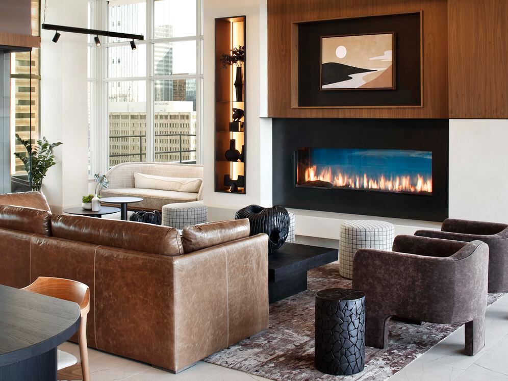 Resident lounge with fireplace