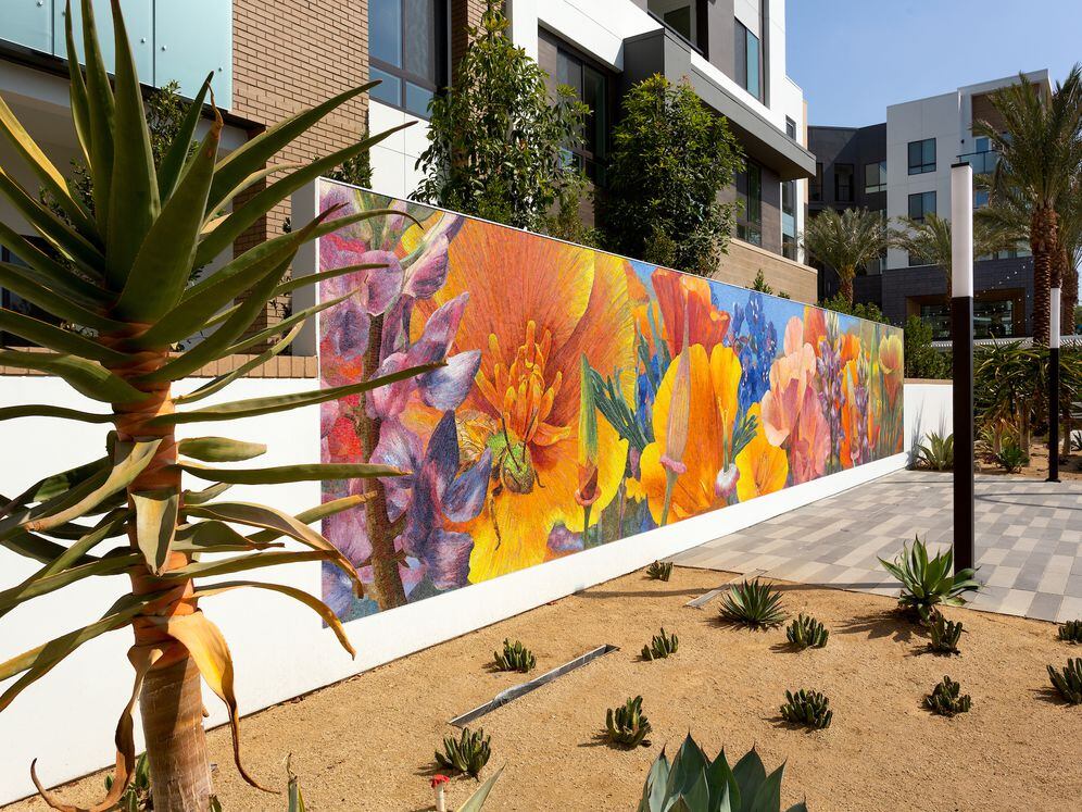 Building A exterior with mural artwork
