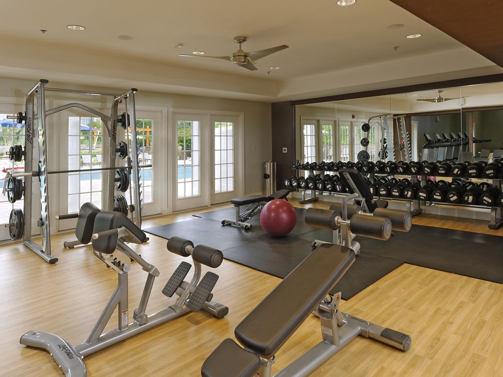 Fitness center with strength and weight equipment