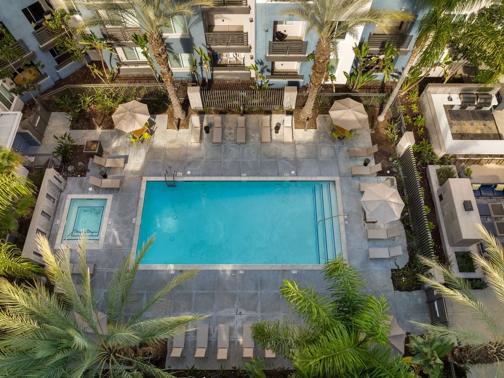 Swimming pool, spa, and sundeck