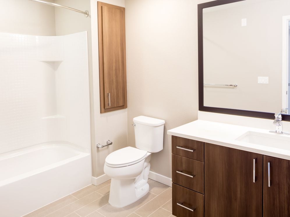 Bathroom - Signature Collection ( Walnut Fnish) Unit  571- Avalon Dublin Station III Interiors