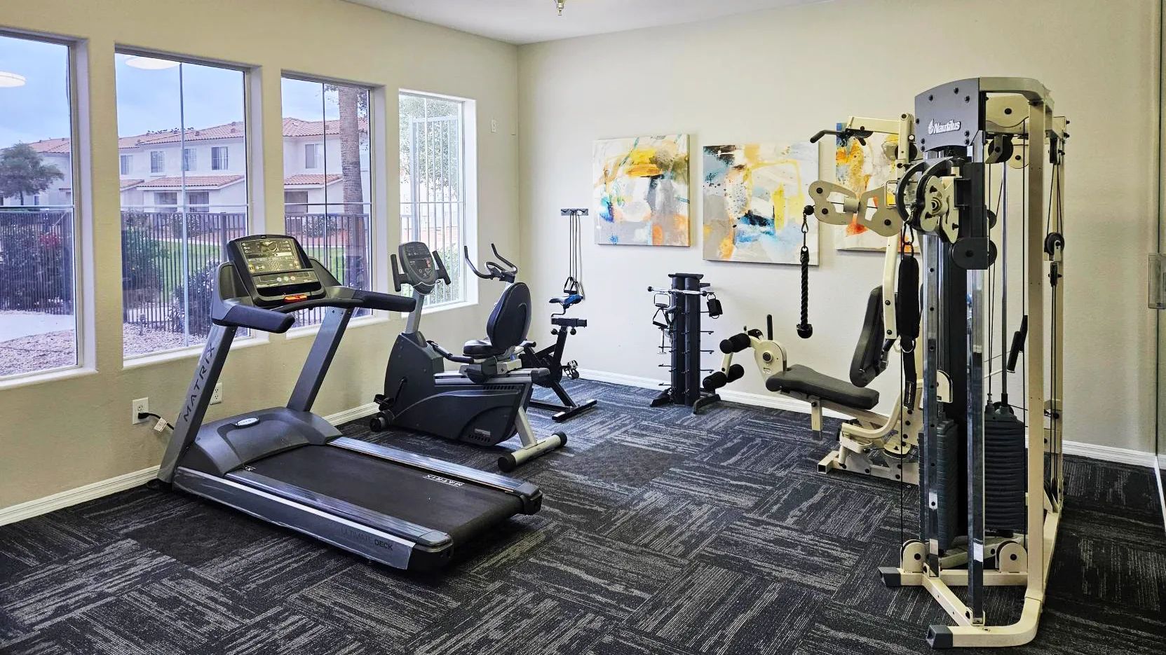 Stay fit year-round in our fully equipped fitness center featuring treadmills, strength machines, and cardio equipment—all in a bright, air-conditioned space.