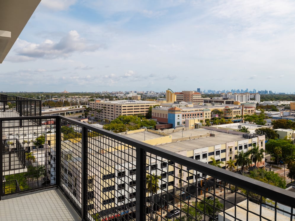 Neighborhood views from apartment balcony