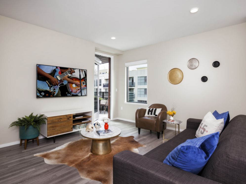 Living area with hard surface flooring