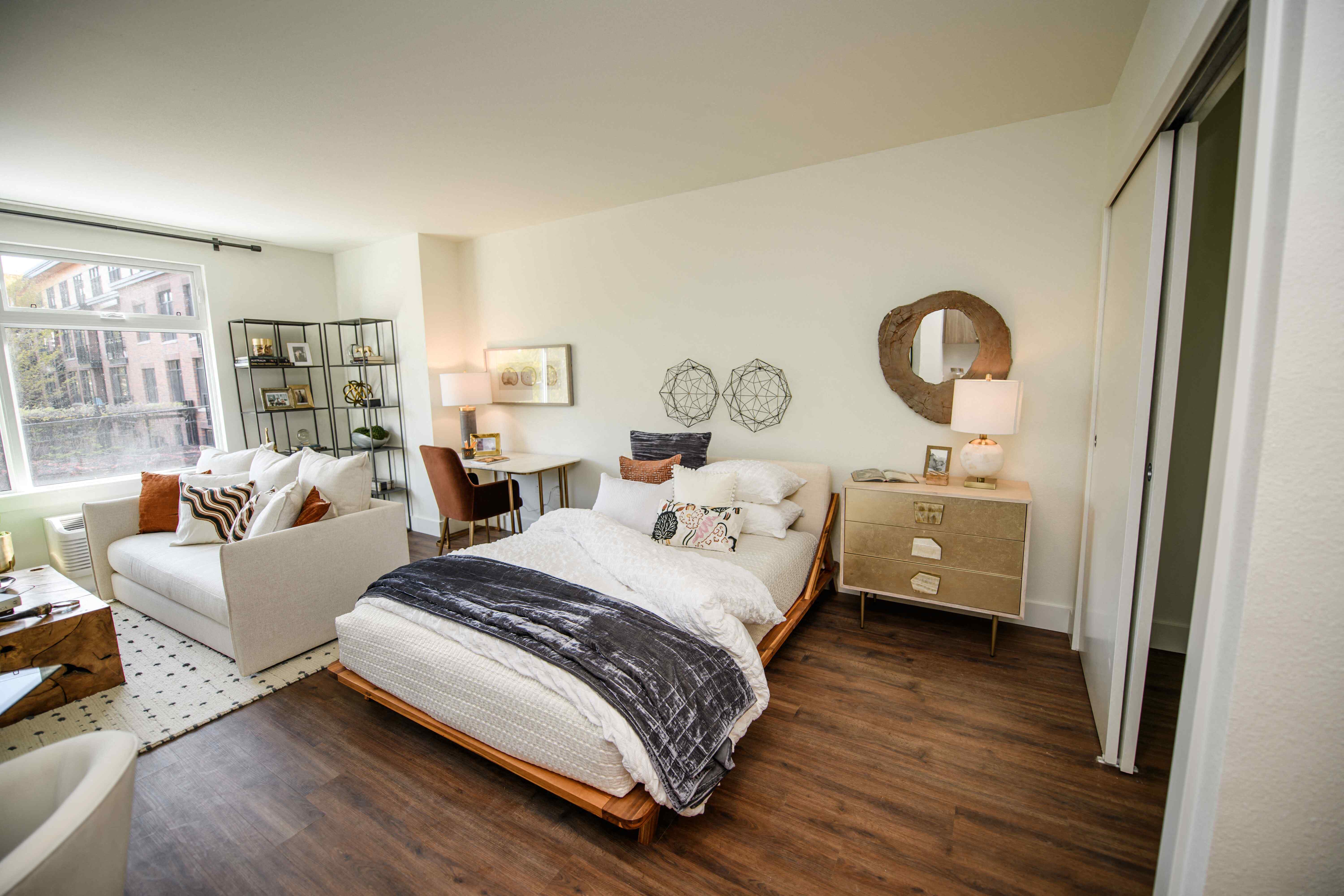 The George Besaw Apartments Model Bed and Nightstand