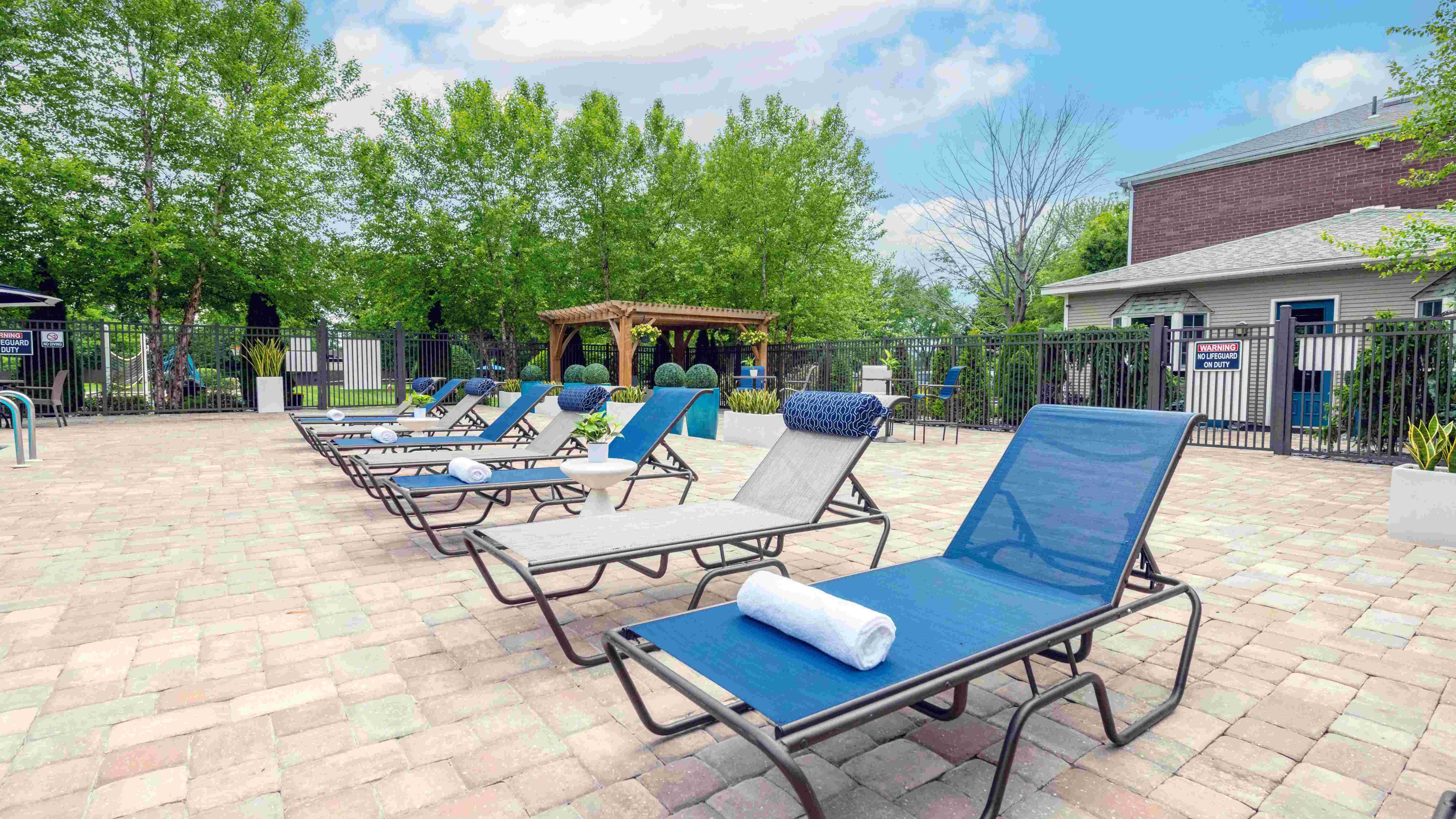 Find your perfect spot on our sun loungers or take in some shade under the poolside pergola. 