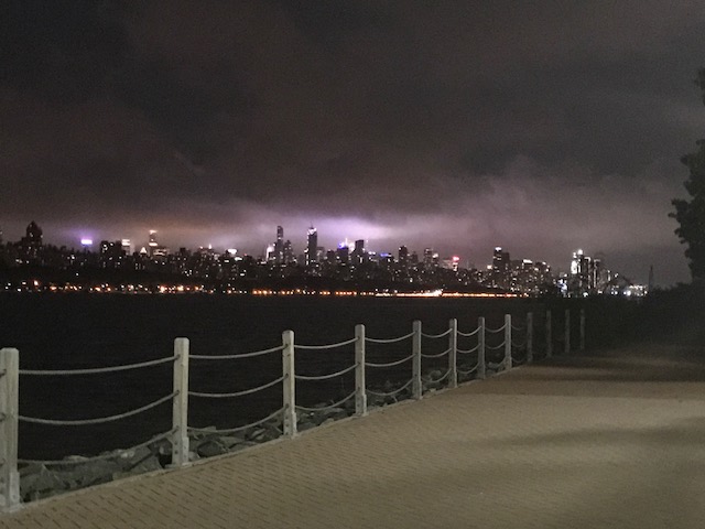 Night views of the city from Mariner's Landing