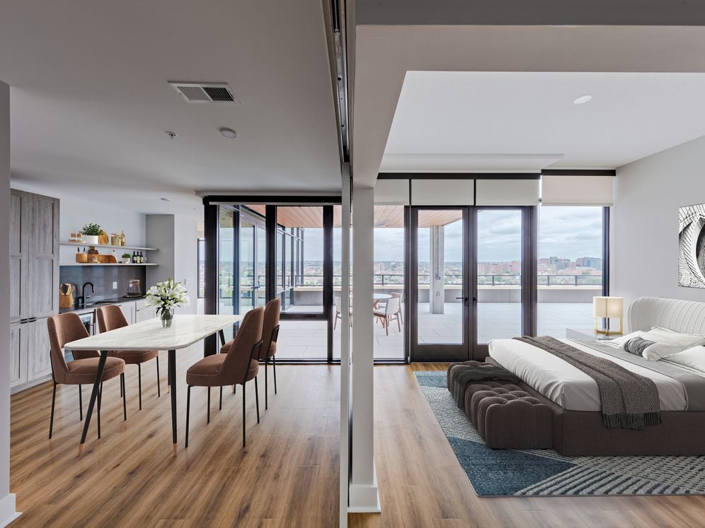 Penthouse-level Signature Collection apartment home bedroom with walk-out terrace