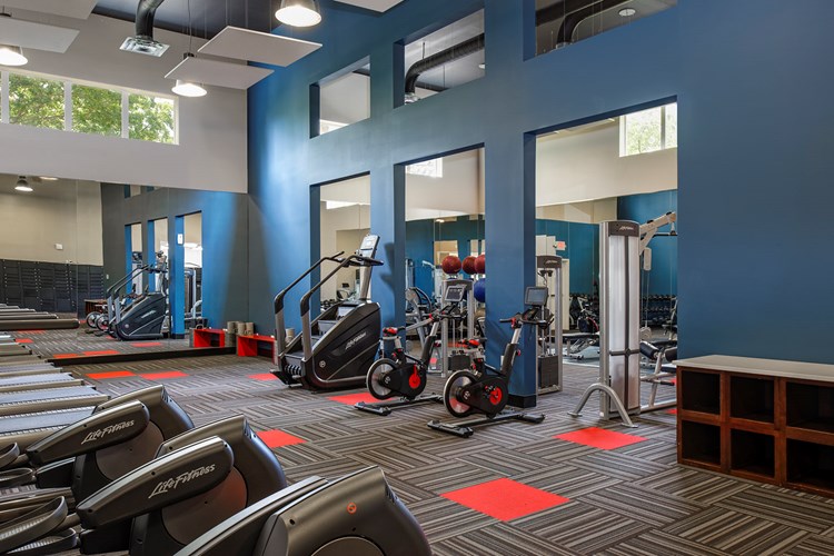 Fully equipped fitness center with strength and cardio equipment