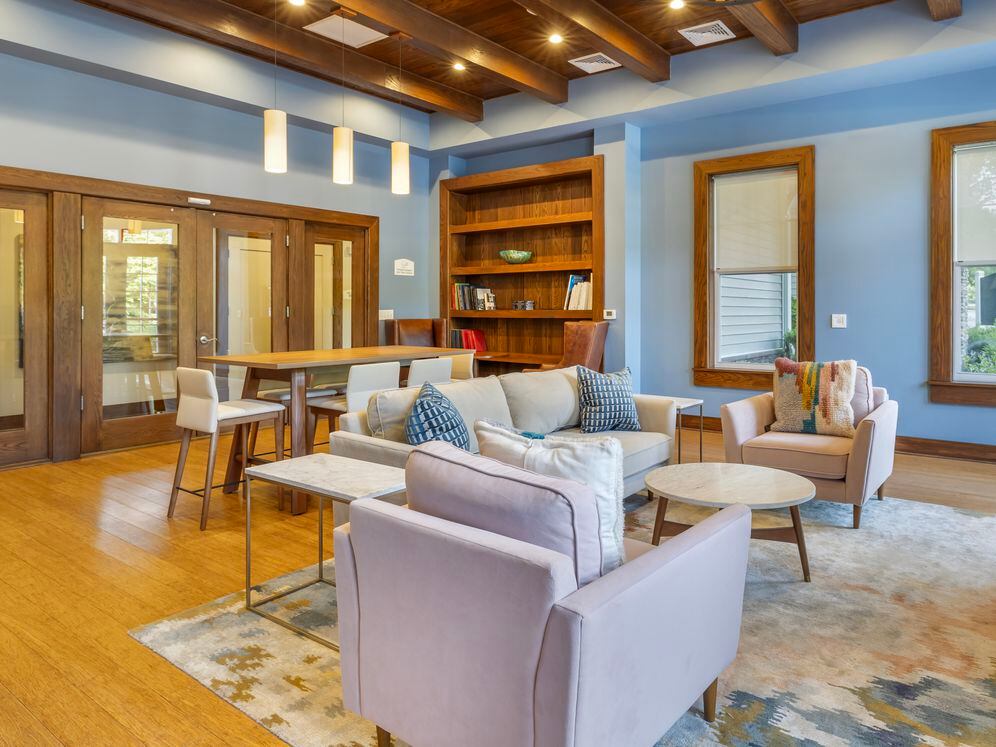 Resident lounge with multiple seating areas