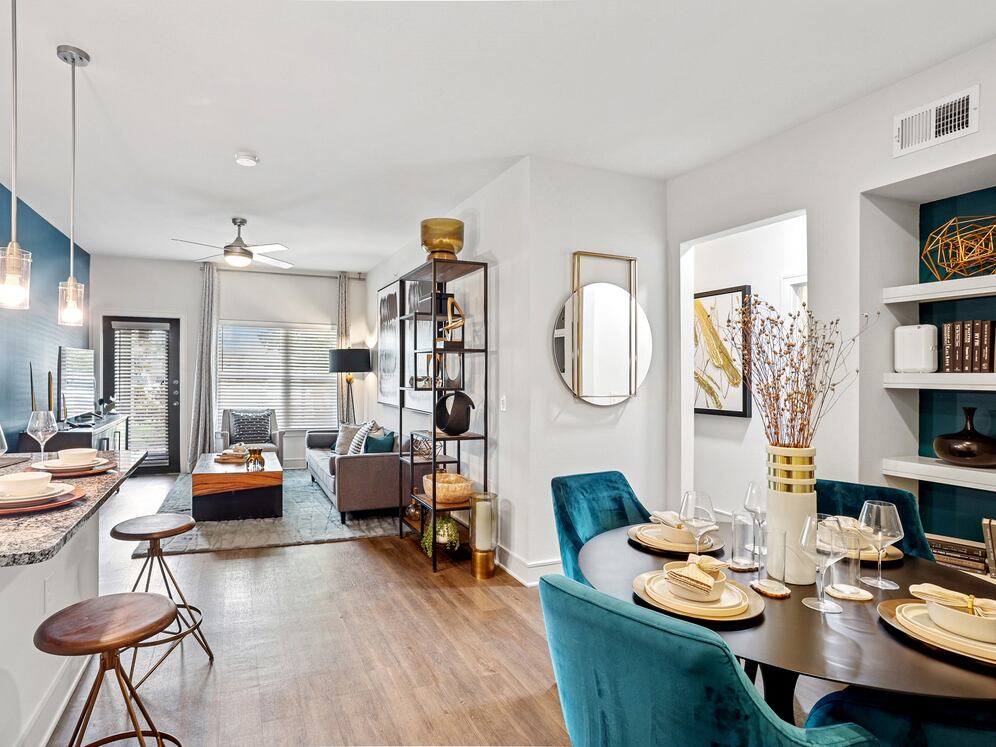 Living and dining area with hard surface flooring