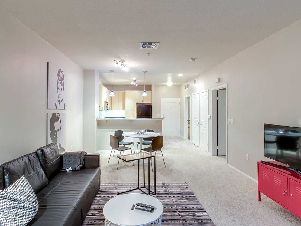 One-Bedroom Furnished Apartment Living/Dining/Kitchen