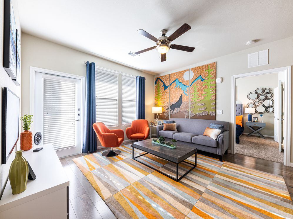 Living room with hard surface flooring