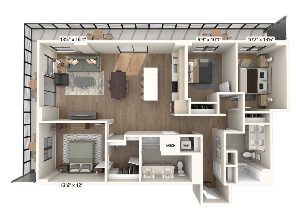 Upgrade Collection I | Three-Bedroom, Two-Bath (1,522 sq ft) C1