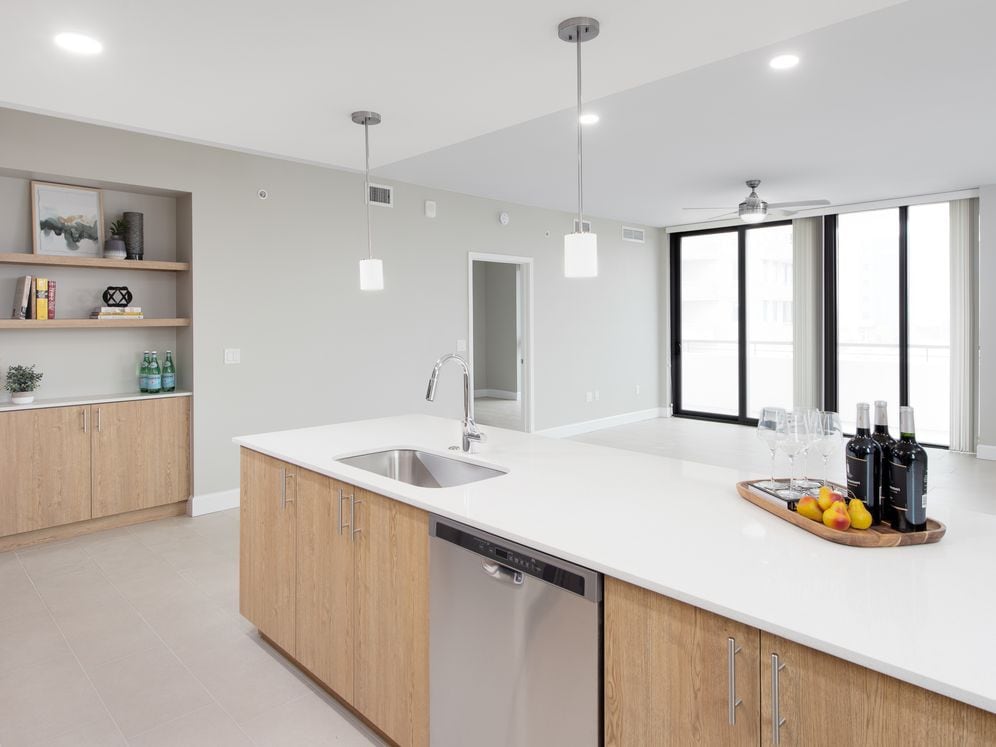 Open concept kitchen and living area