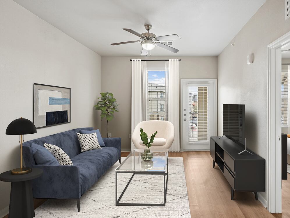 Living room with hard surface flooring