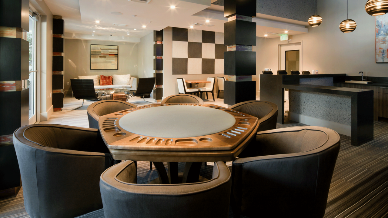 Poker table in our game lounge.