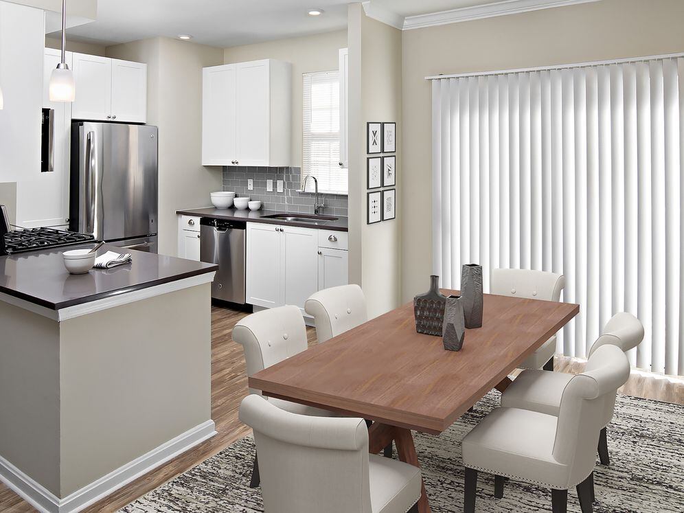 Kitchen and Dining Area with Hard Surface Flooring