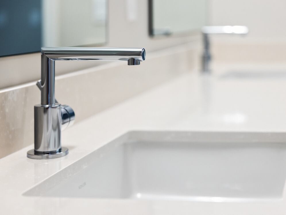 Upgrade Collection I One-bedroom apartment primary bath with double-sink vanity