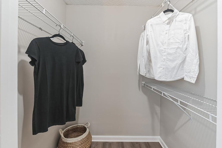 Master bedrooms feature spacious walk-in closets with built-in organizers.