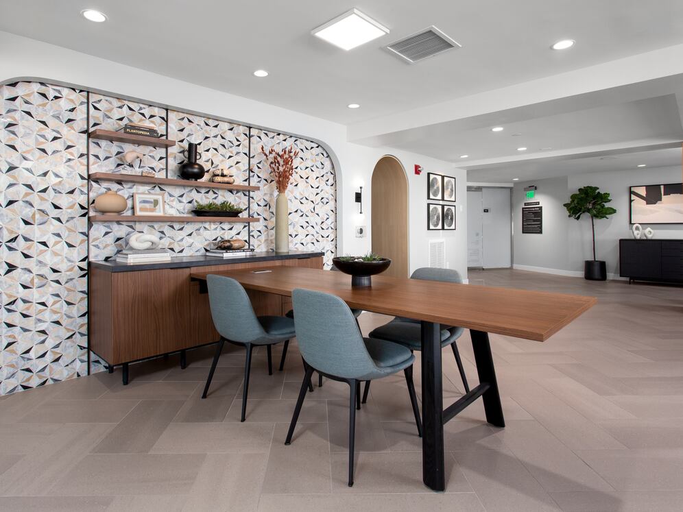 Resident lounge with coworking spaces