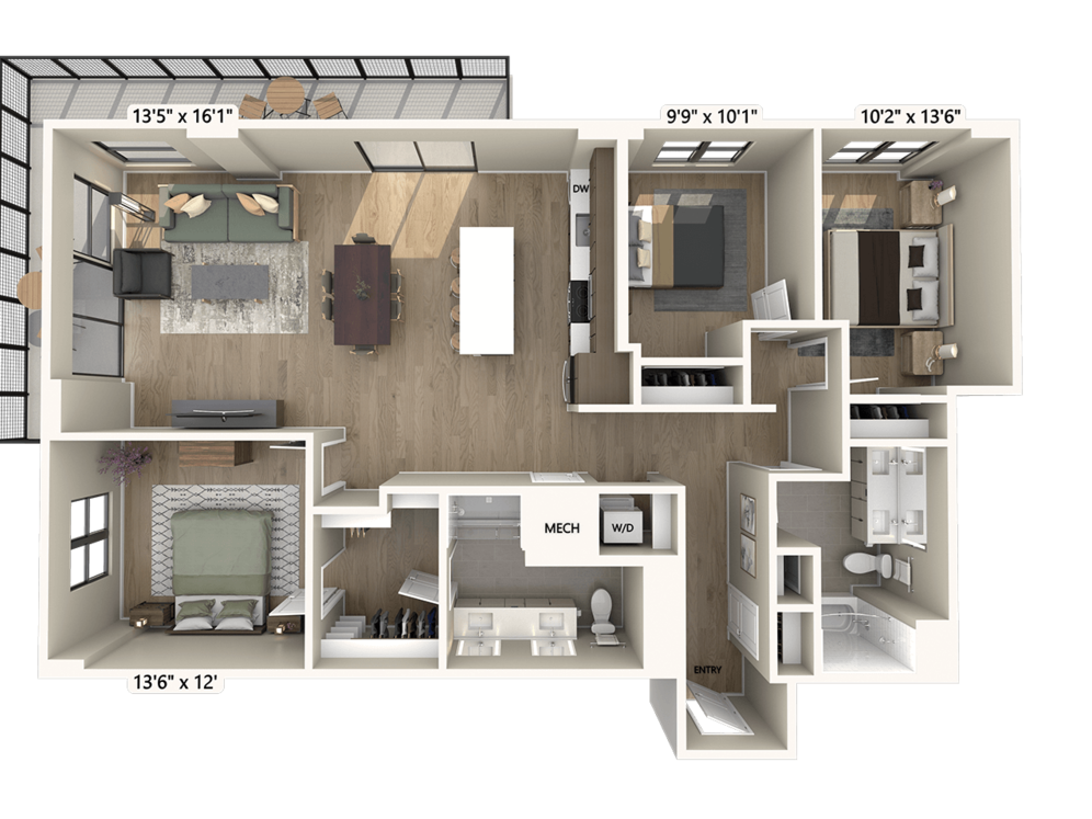 Upgrade Collection II | Three-Bedroom, Two-Bath (1,522 sq ft) C1