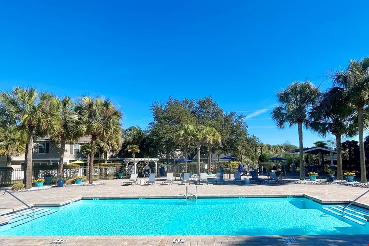 Take a dip in our sparkling swimming pool, complete with poolside loungers and cabana. We are excited to offer in-person tours while following social distancing and we encourage all visitors to wear a face covering.