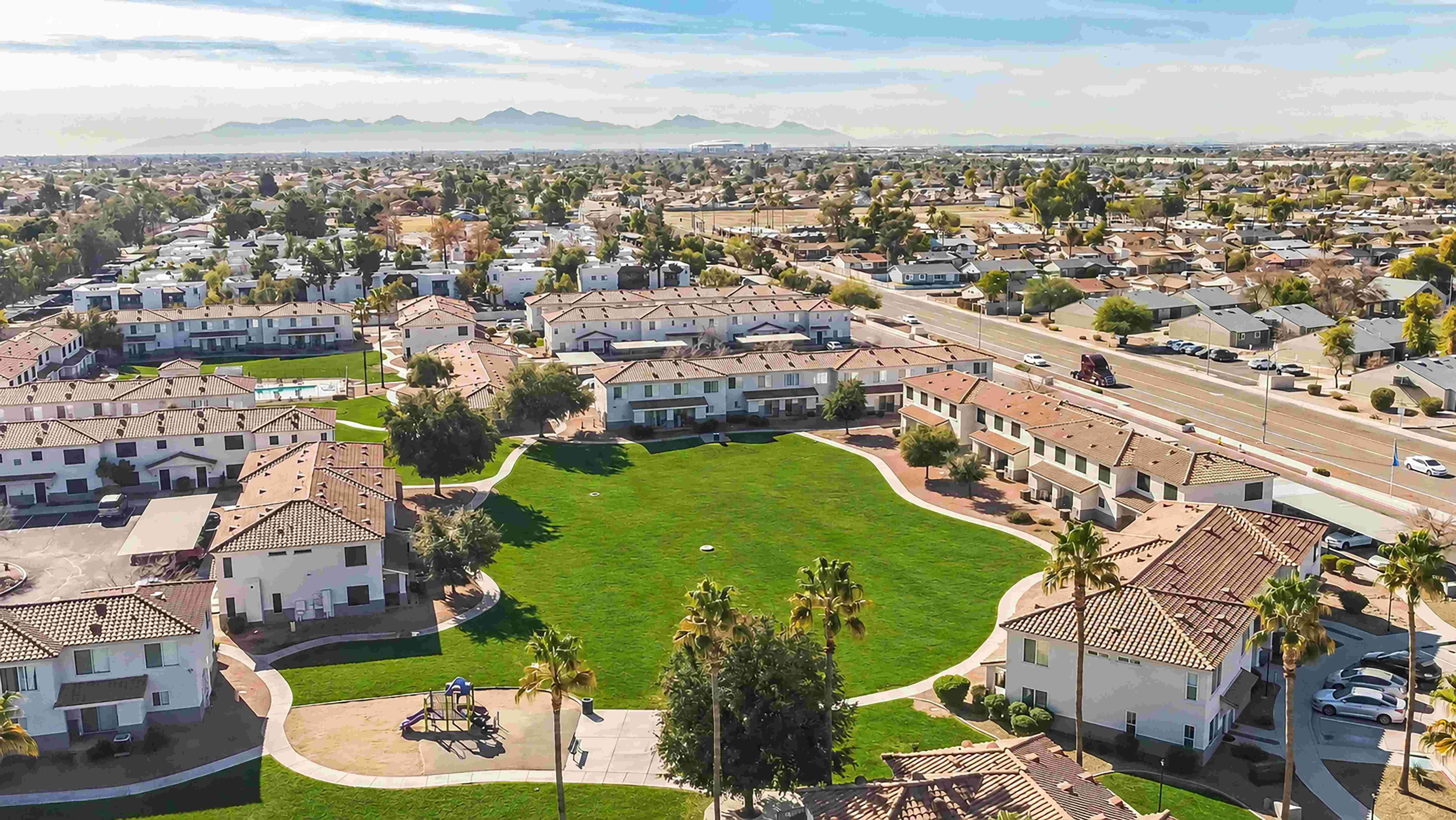 From open lawns and winding pathways to a conveniently located playground, the courtyard at Rancho Del Sol offers a welcoming outdoor space to enjoy fresh air just steps from home.