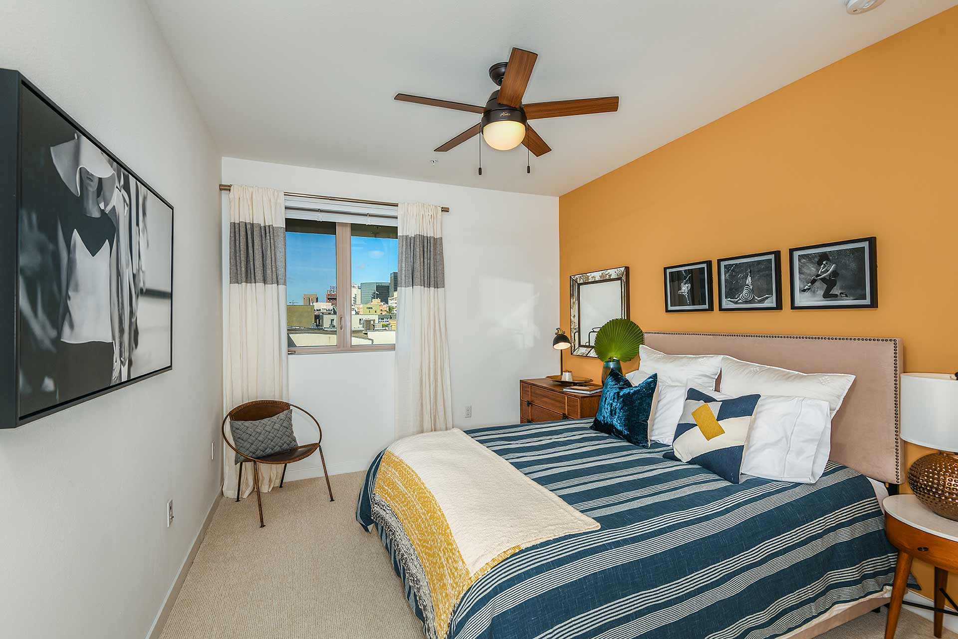 Spacious Bedroom with a Ceiling Fan