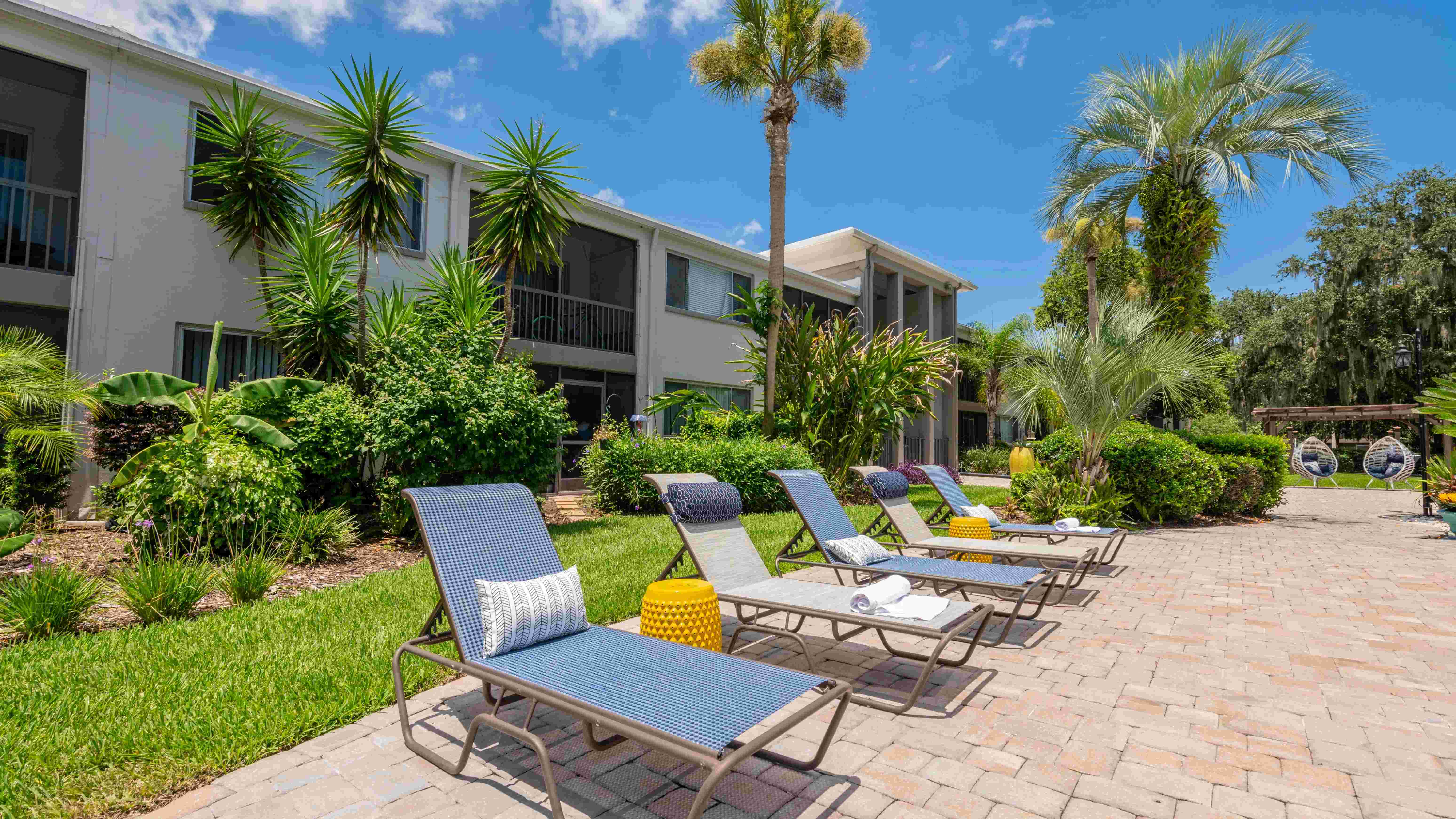 Luxuriate on our poolside loungers, a perfect spot to enjoy the sun. 