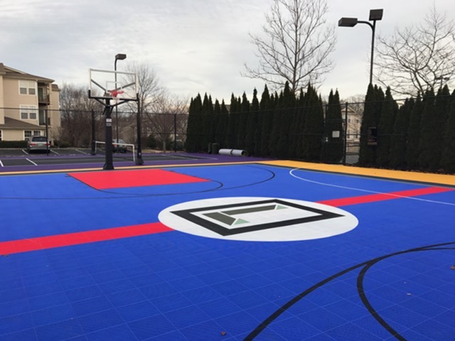 Sport court with playground