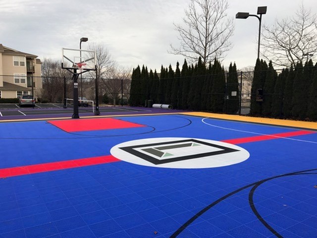 Sport court with playground