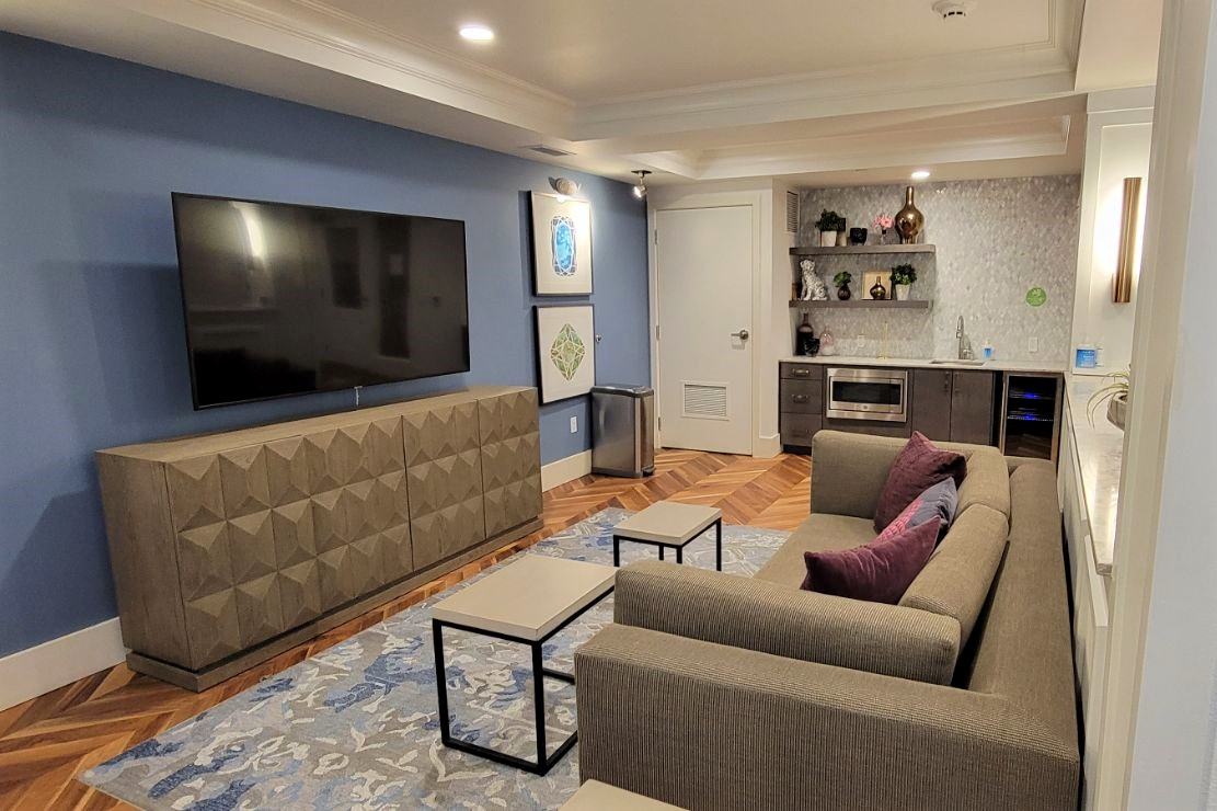 Our resident media lounge is open to residents 24/7 and can be reserved for free for special events and gatherings.