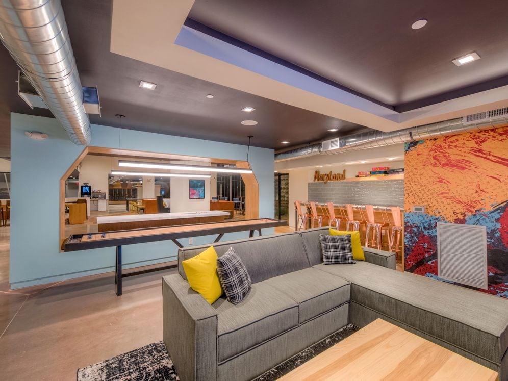 Chill lounge with shuffleboard and common area seating