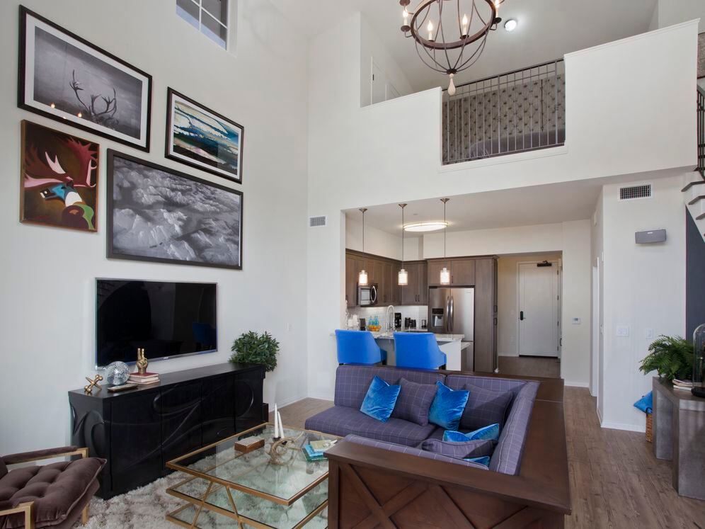 Living room with hard surface flooring