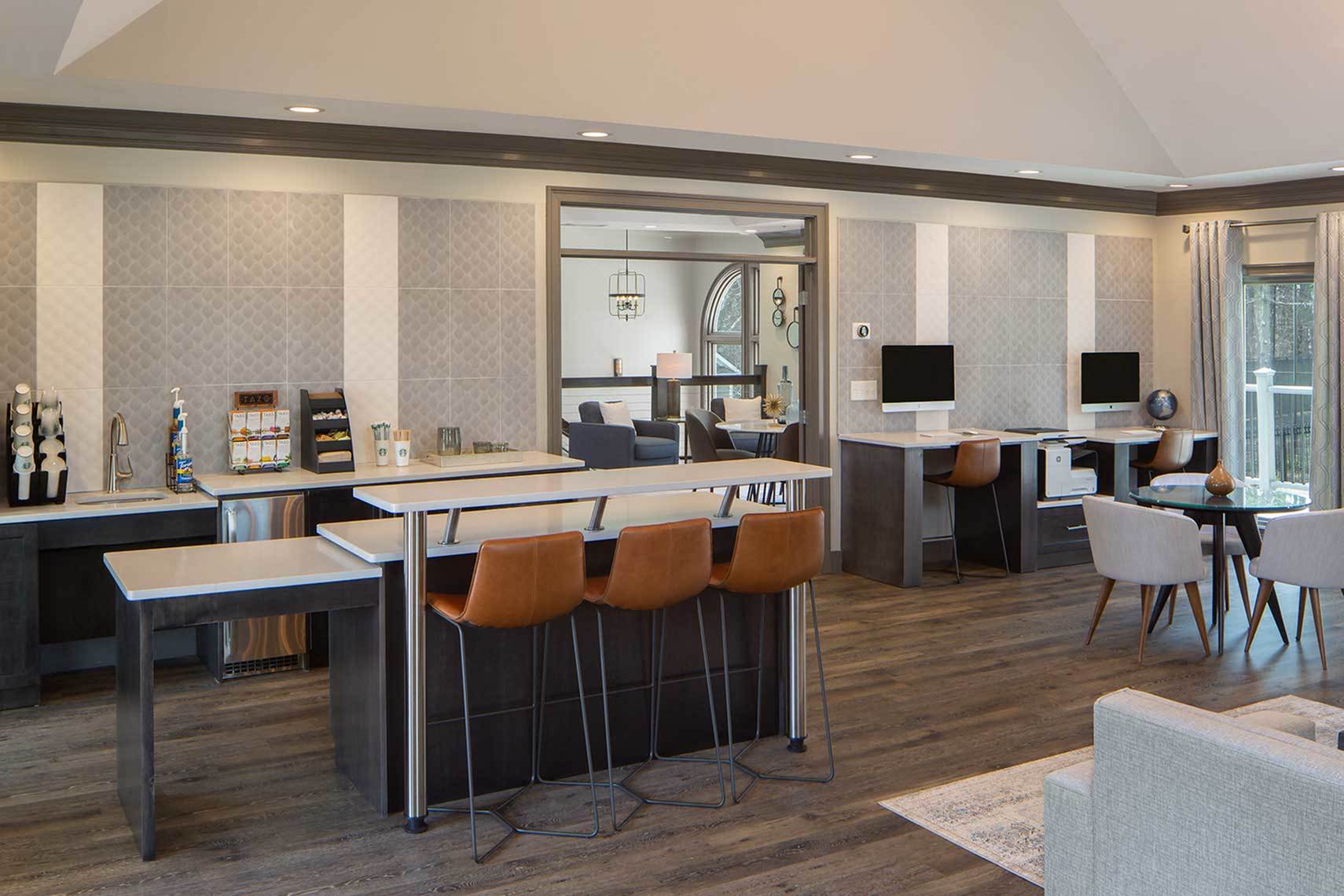 Large coffee bar with starbucks coffee and refreshments