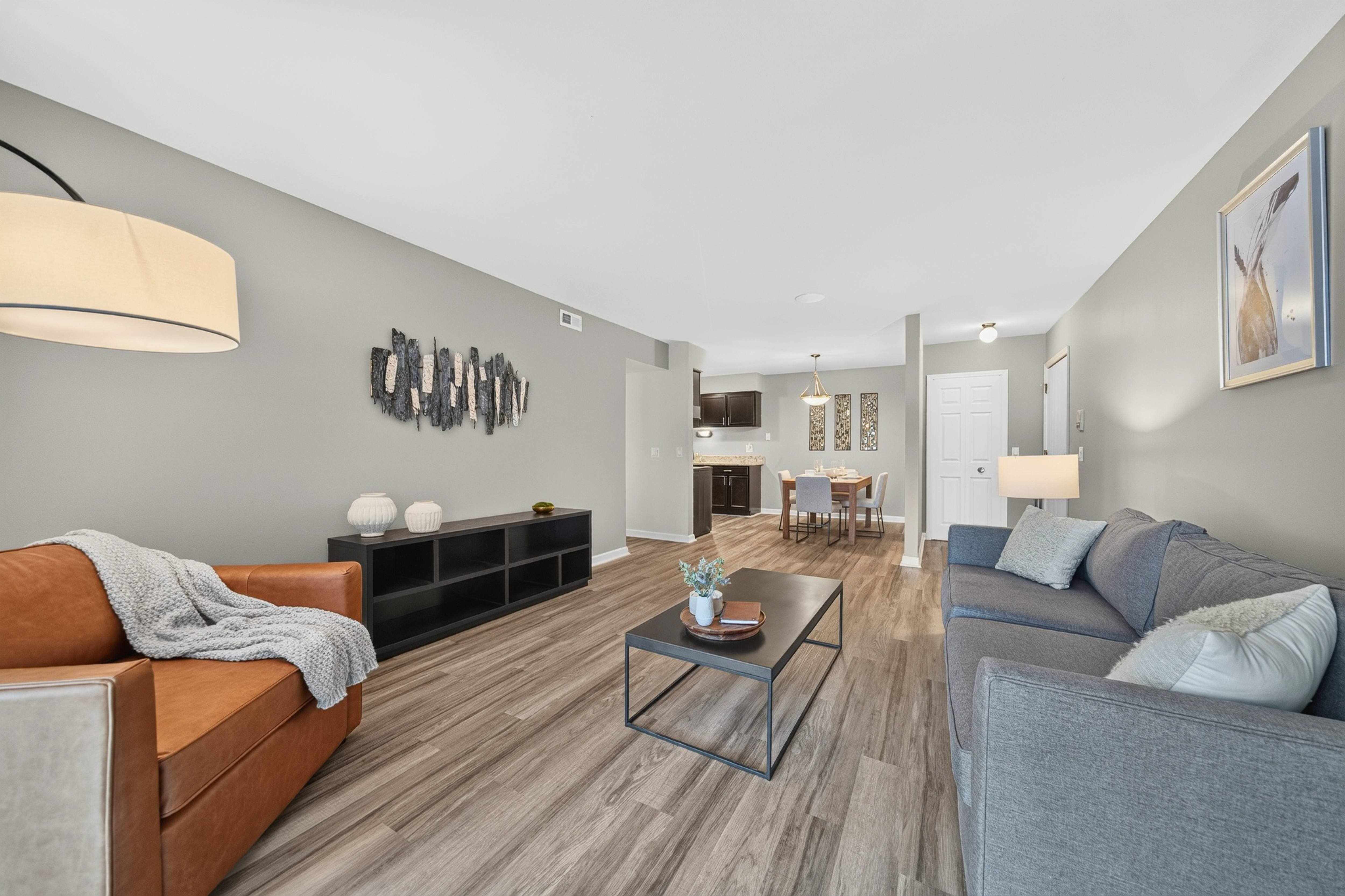 Spacious Living Room at Lakeside Village Apartments in Clinton Township, MI.