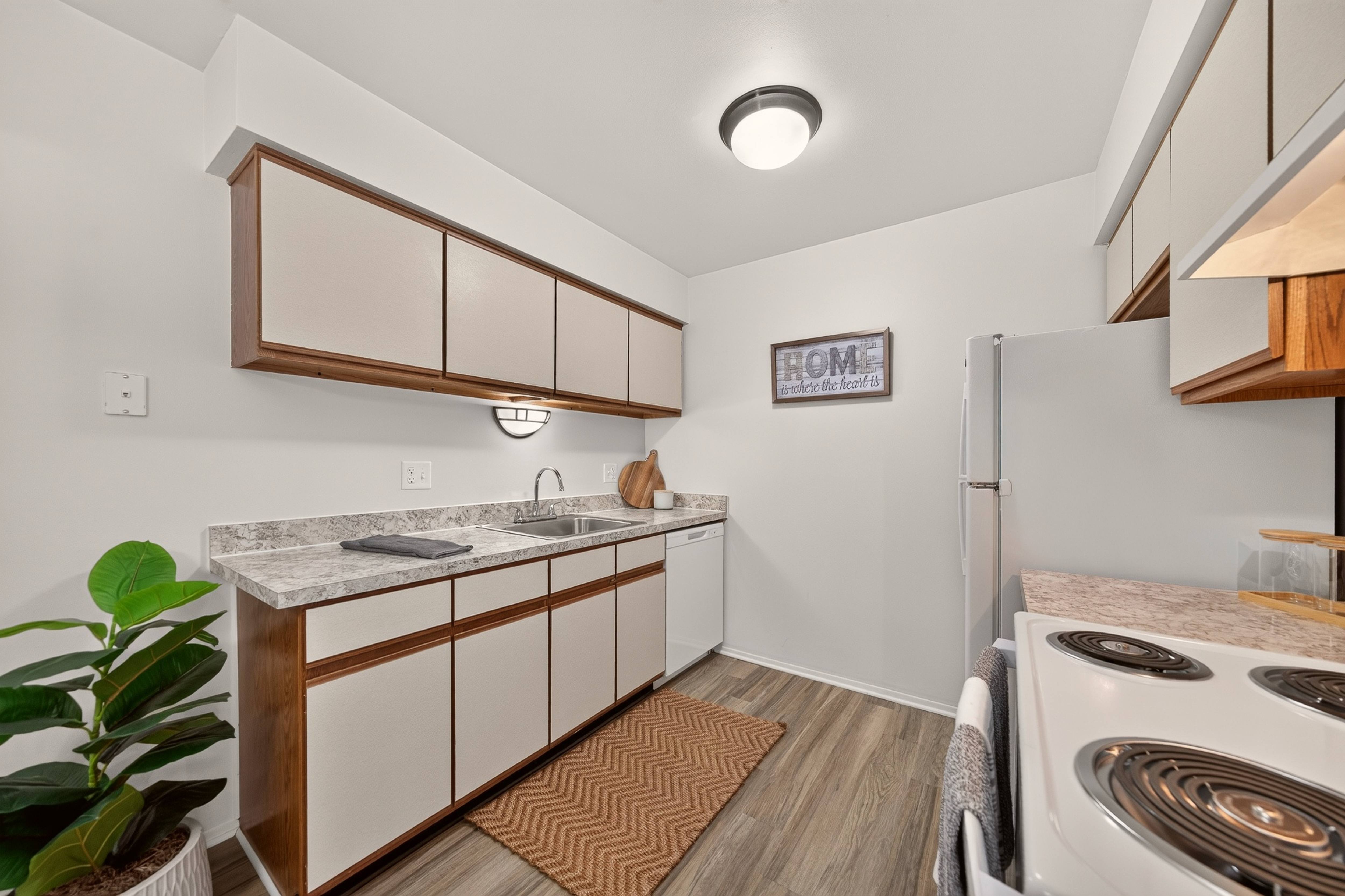 Open kitchen area at Eastwood Village Apartments in Clinton Township, MI.