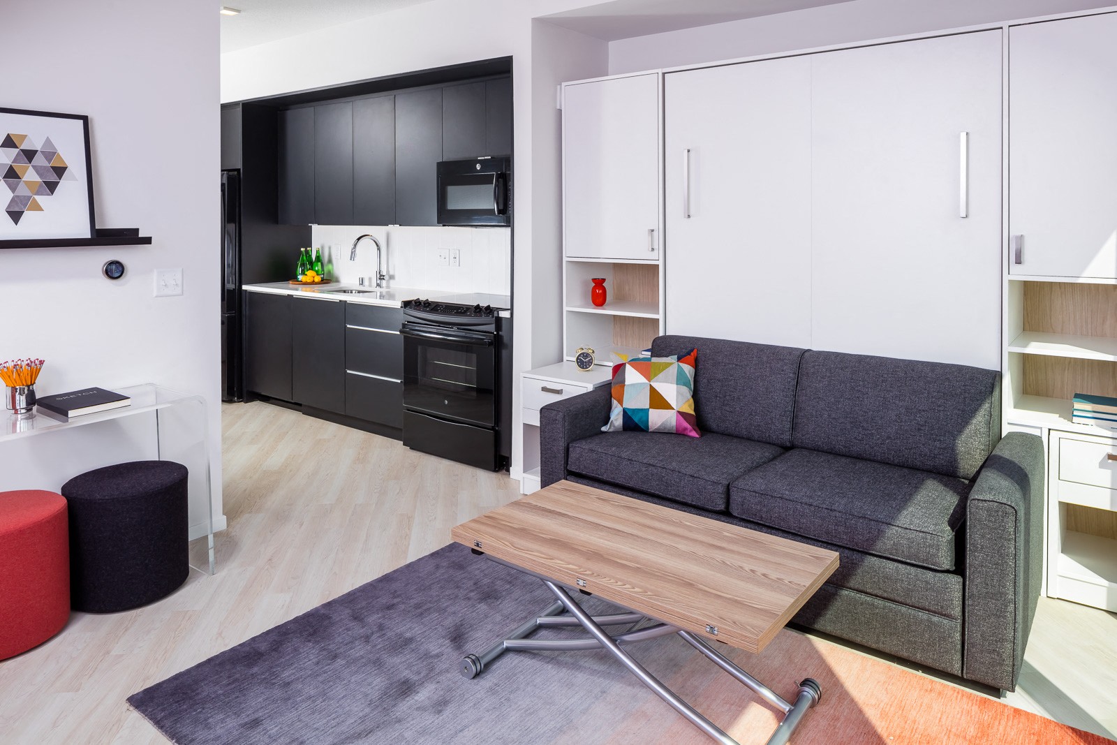 Thoughtfully designed studios maximize space and natural light