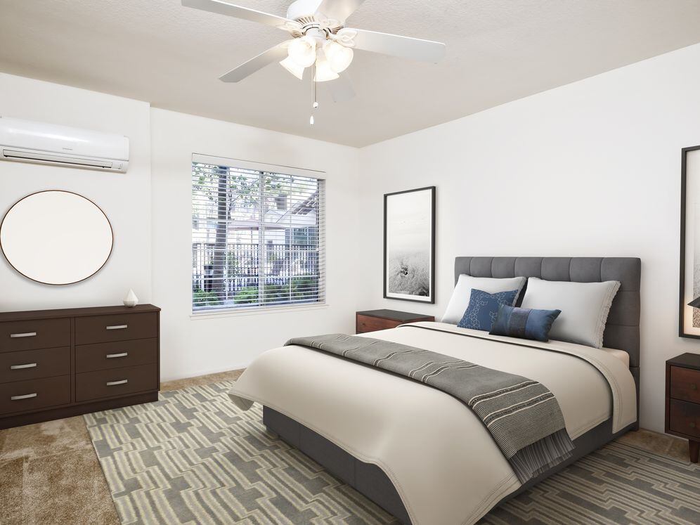 Bedroom with hard surface flooring