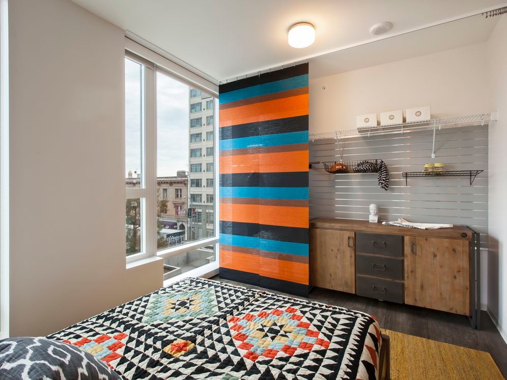 Bedroom with hard surface flooring