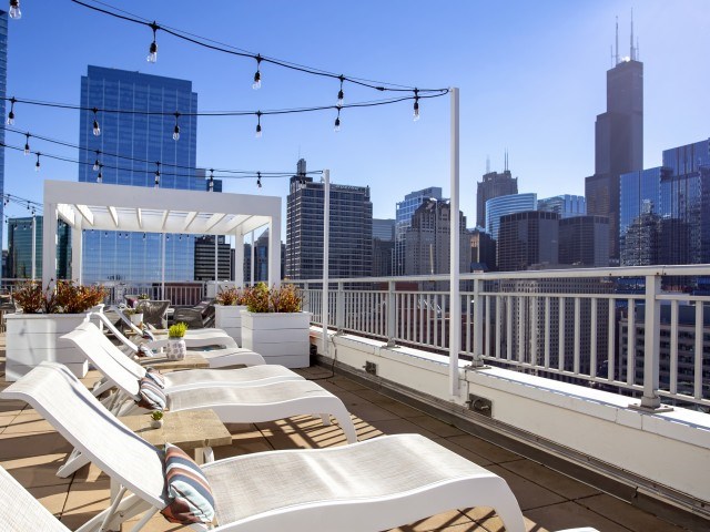 Rooftop deck with views