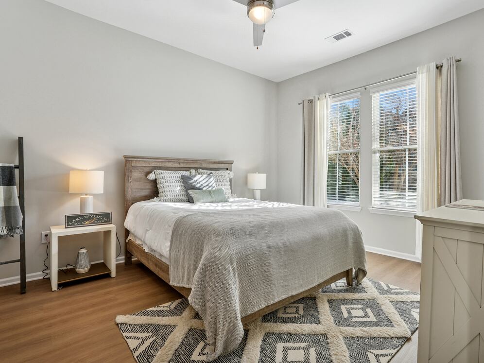 Bedroom with hard surface flooring