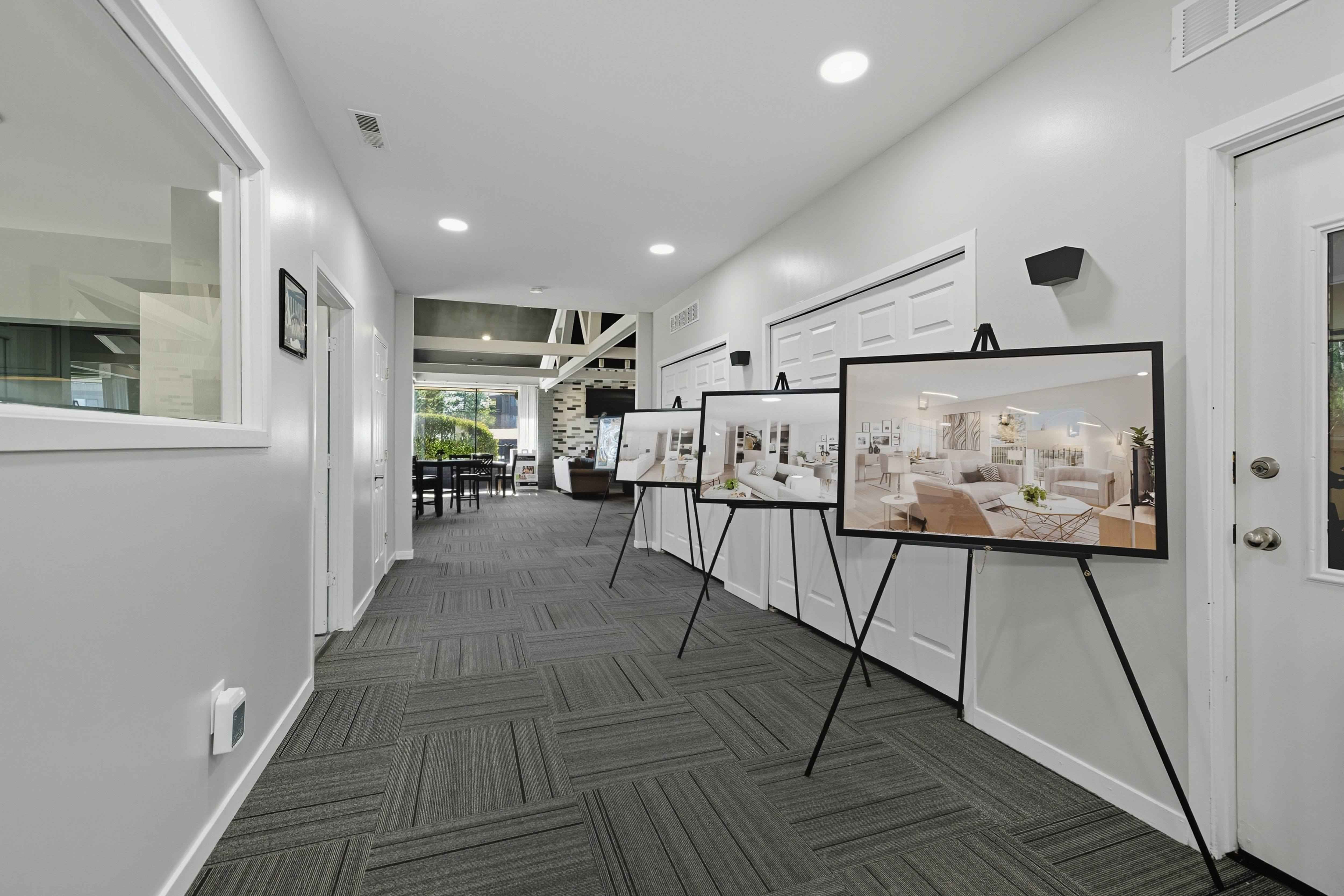 Entryway of clubhouse at Franklin River Apartments in Southfield, MI