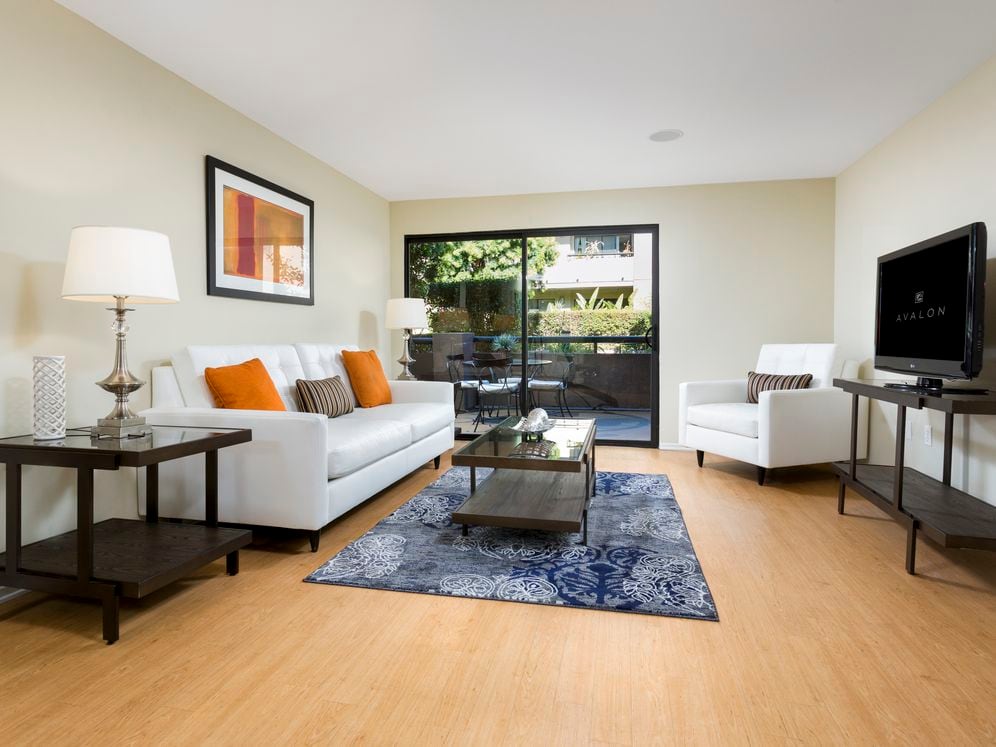 Living room with hard surface flooring