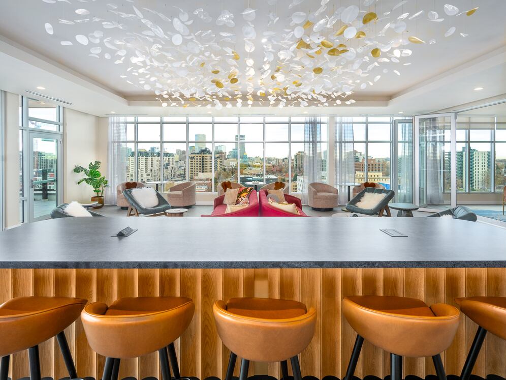 Rooftop sky lounge bar seating