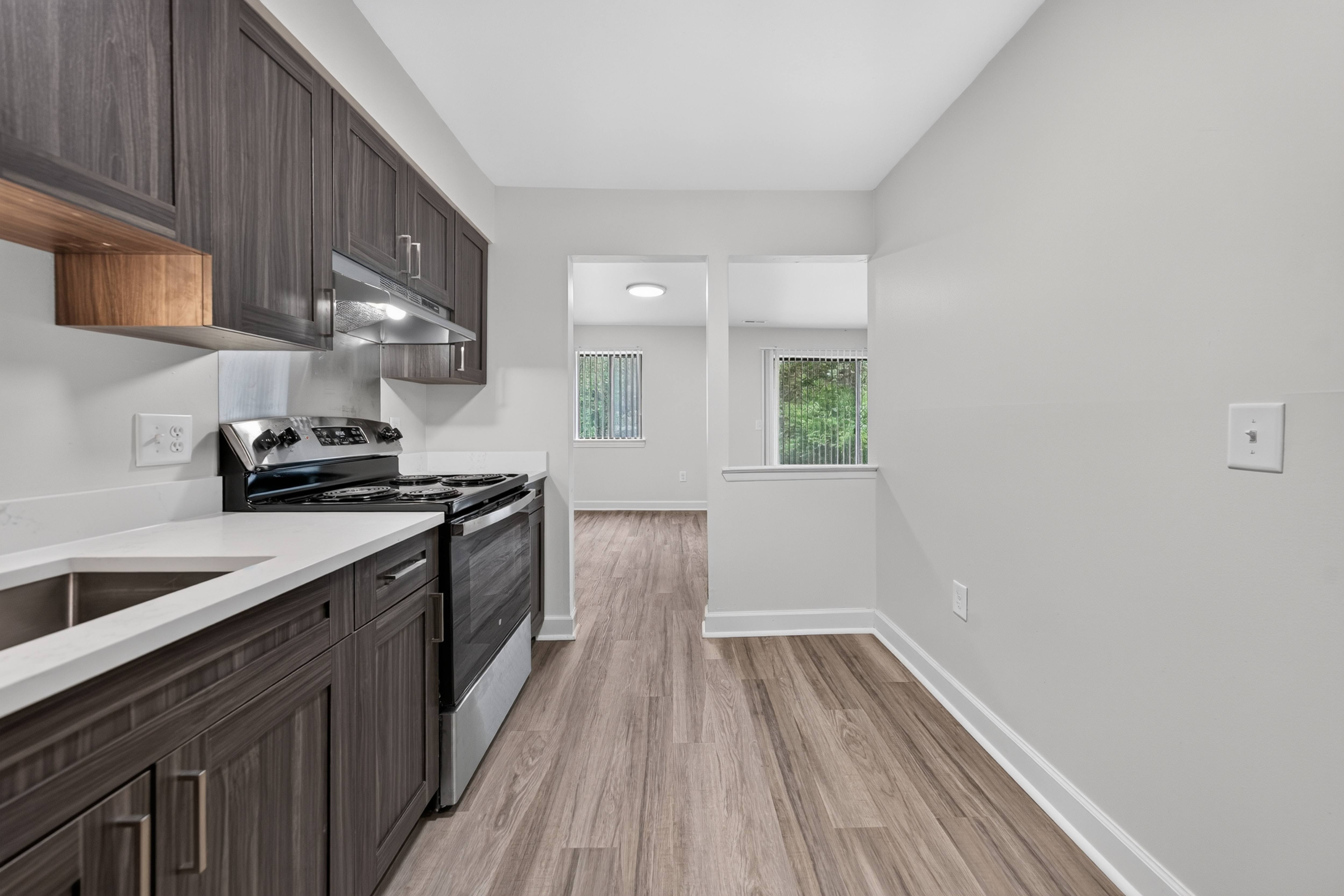 Cozy kitchen at Franklin River Apartments in Southfield, MI.