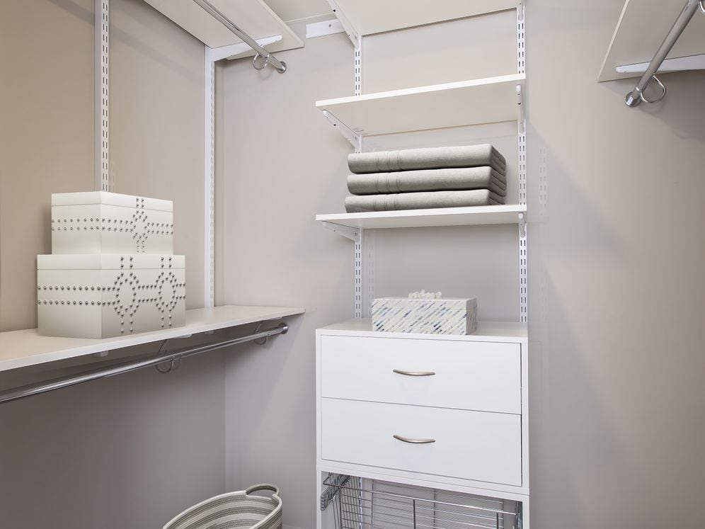 Signature Collection Walk In Closet with Closet Organizer and Hard Surface Vinyl Plank Flooring