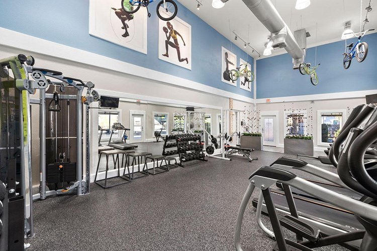 Our fitness center includes free weights.